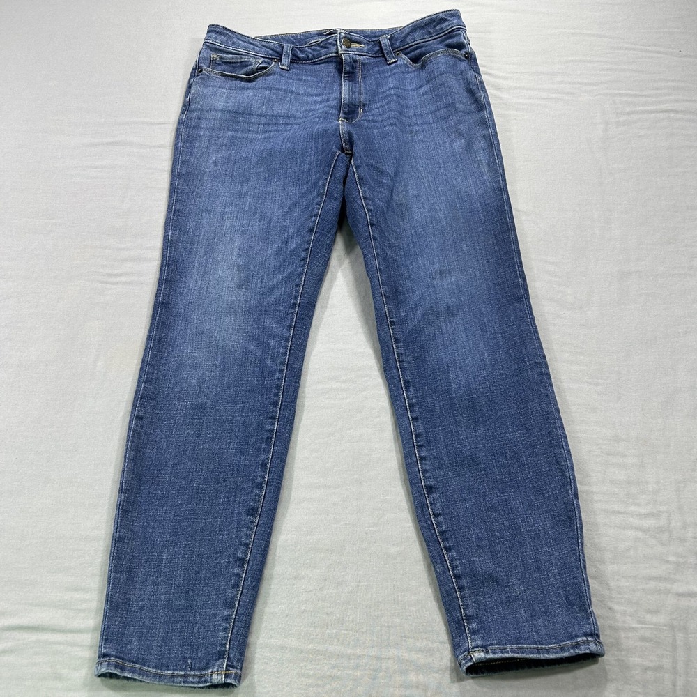 Calvin Klein Jeans Womens 14 Blue Denim Ankle Pants Skinny Slim Stretch 32x27